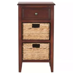 Kirklands Home Accent & End Tables|Cherry Wood Woven Baskets Everly Accent Table Red
