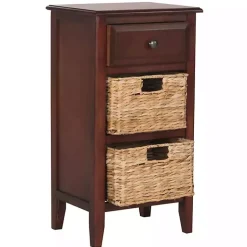 Kirklands Home Accent & End Tables|Cherry Wood Woven Baskets Everly Accent Table Red