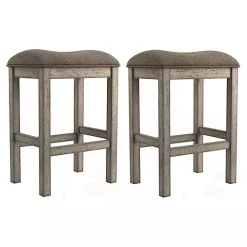Kirklands Home Bar Stools & Counter Height Stools|Chestnut Wood Upholstered Counter Stools, Set of 2 Brown