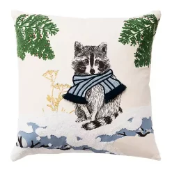 Online Chilly Racoon Embroidered Throw Pillow Christmas Pillows