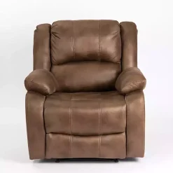 Kirklands Home Accent Chairs|Chocolate Faux Leather Barrett Recliner Brown