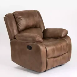 Kirklands Home Accent Chairs|Chocolate Faux Leather Barrett Recliner Brown