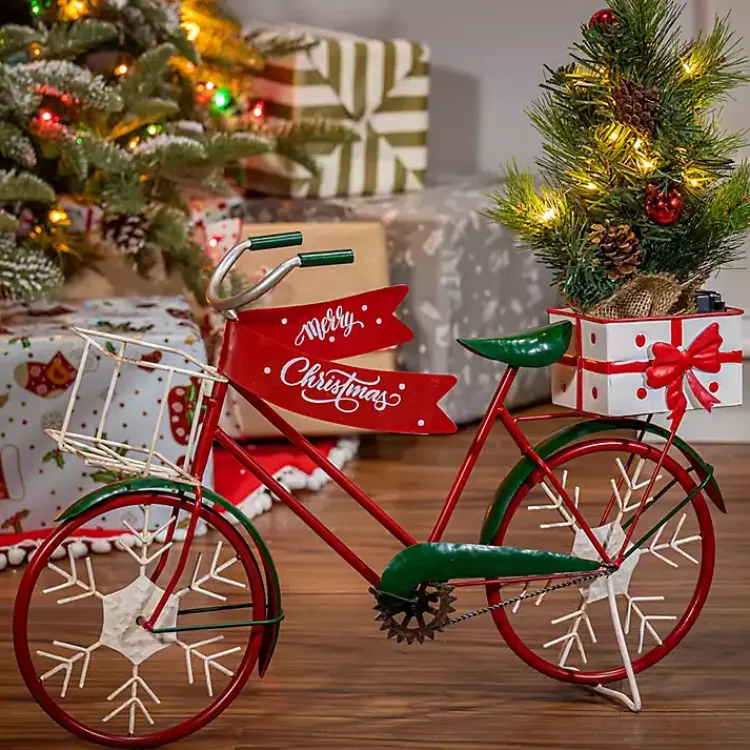 Online Christmas Bicycle with Pre-Lit Tree Statues & Figurines