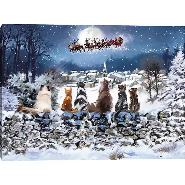 Best Christmas Cats Sleigh Canvas Art Print Christmas Art & Wall Decor
