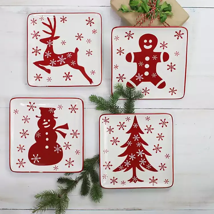 Kirklands Home Serving & Entertaining|Christmas Character Salad Plates, Set of 4