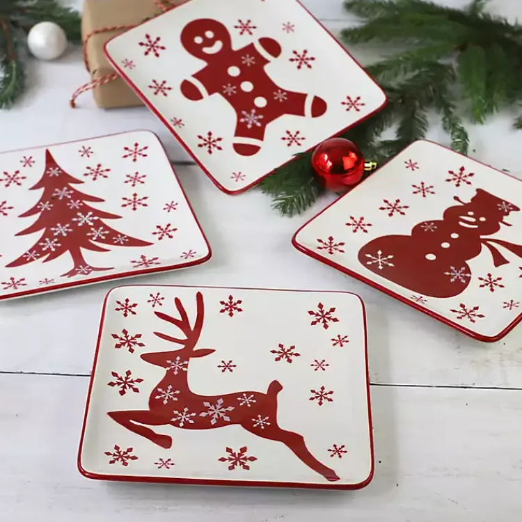 Kirklands Home Serving & Entertaining|Christmas Character Salad Plates, Set of 4