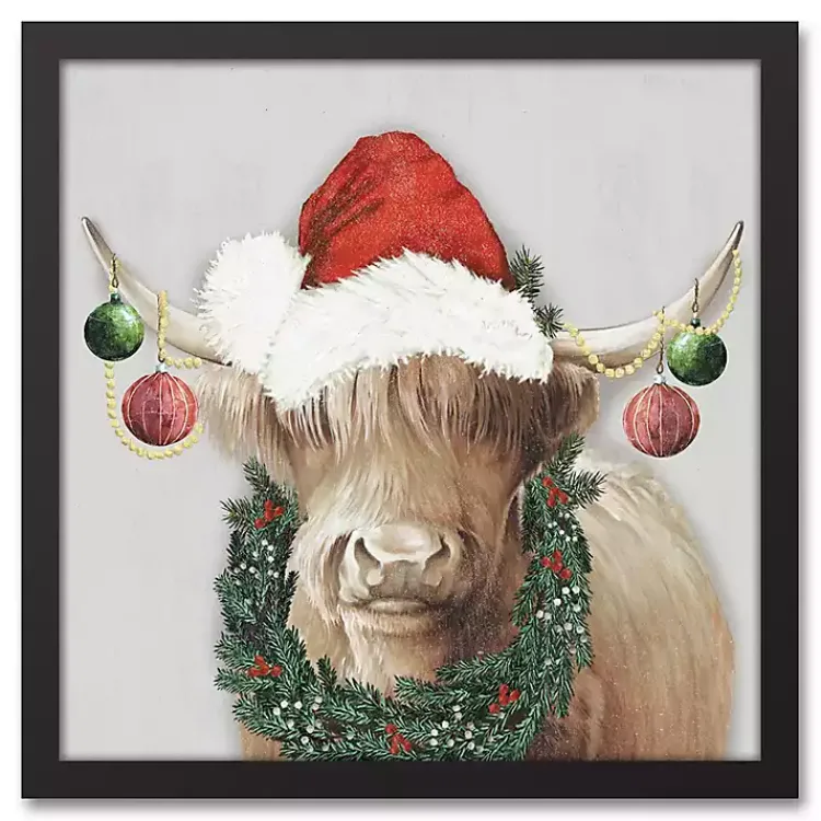 Best Christmas Highland Cow Black Framed Canvas Print Christmas Art & Wall Decor