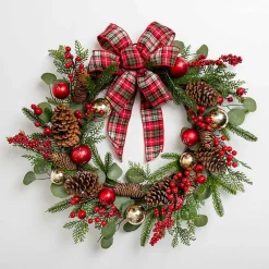 New Christmas Ornament Tartan Bow Wreath Christmas Wreaths
