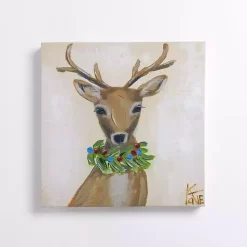 Sale Christmas Reindeer Embellished Canvas Art Print Christmas Art & Wall Decor