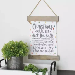 Best Christmas Rules Hanging Canvas Sign Christmas Art & Wall Decor