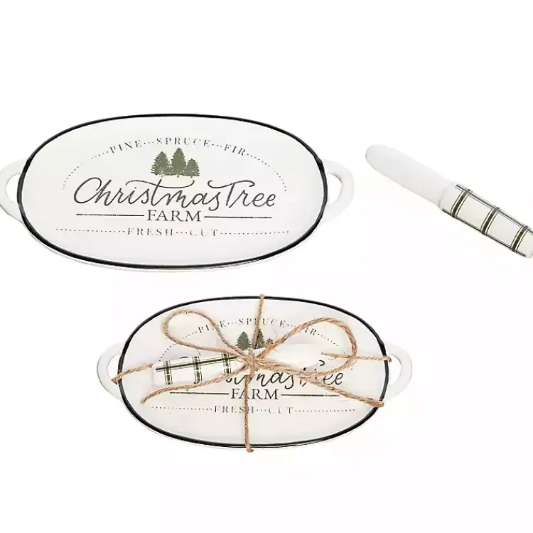 Kirklands Home Serving & Entertaining|Christmas Tree Farm Serving Platter with Spreader