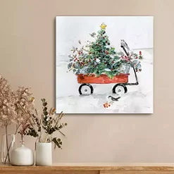 Best Christmas Tree in Red Wagon Canvas Art Print Christmas Art & Wall Decor