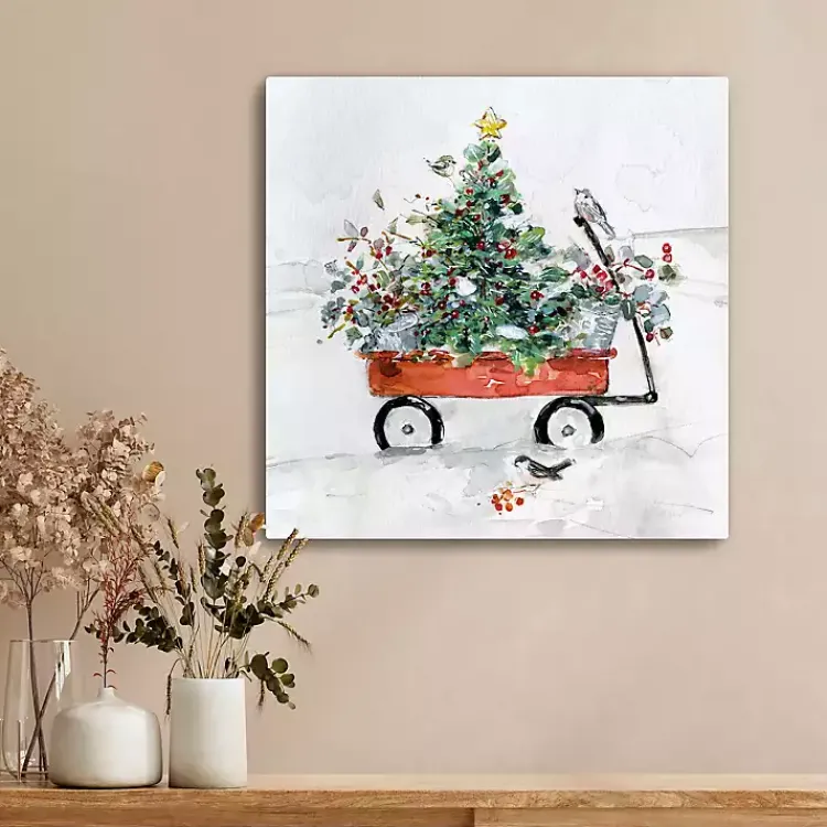 Best Christmas Tree in Red Wagon Canvas Art Print Christmas Art & Wall Decor
