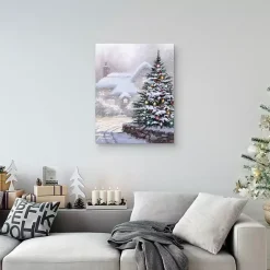 Sale Christmas Tree Snowy Lane Canvas Art Print Christmas Art & Wall Decor