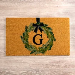 Kirklands Home Doormats|Christmas Wreath Monogram G Doormat