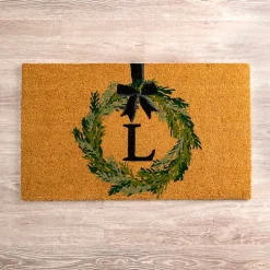 Kirklands Home Doormats|Christmas Wreath Monogram L Doormat