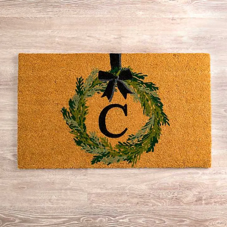 Kirklands Home Doormats|Christmas Wreath Monogram C Doormat