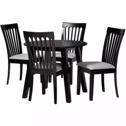 Kirklands Home Dining Sets|Classic Black Round Wood 5-pc. Dining Set Gray