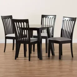 Kirklands Home Dining Sets|Classic Black Round Wood 5-pc. Dining Set Gray