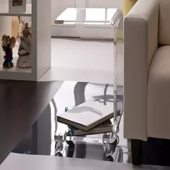 Kirklands Home Accent & End Tables|Acrylic Curved Edge C-Table with Wheels Clear