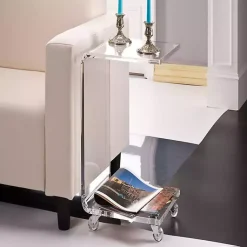 Kirklands Home Accent & End Tables|Acrylic Curved Edge C-Table with Wheels Clear