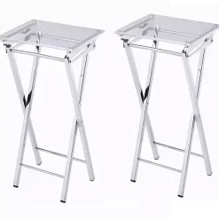 Kirklands Home Accent & End Tables|Acrylic Folding TV Tray Tables, Set of 2 Clear