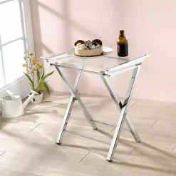 Kirklands Home Accent & End Tables|Acrylic Folding TV Tray Tables, Set of 2 Clear