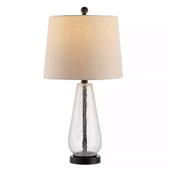 Kirklands Home Table Lamps|Clear Crackle Glass Bronze Center Table Lamp Tan