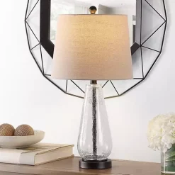 Kirklands Home Table Lamps|Clear Crackle Glass Bronze Center Table Lamp Tan