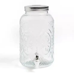 Kirklands Home Serving & Entertaining|Embossed Glass 1 Gallon Drink Dispenser Clear