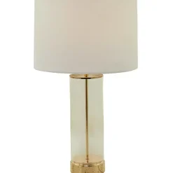 Kirklands Home Table Lamps|Clear Glass and Gold Stem Table Lamp White