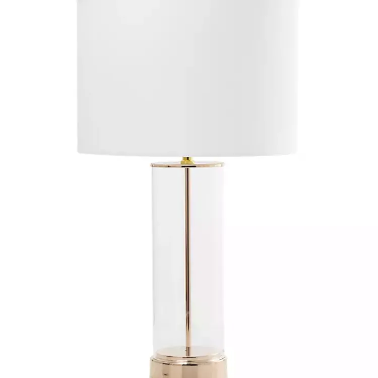 Kirklands Home Table Lamps|Clear Glass and Gold Stem Table Lamp White