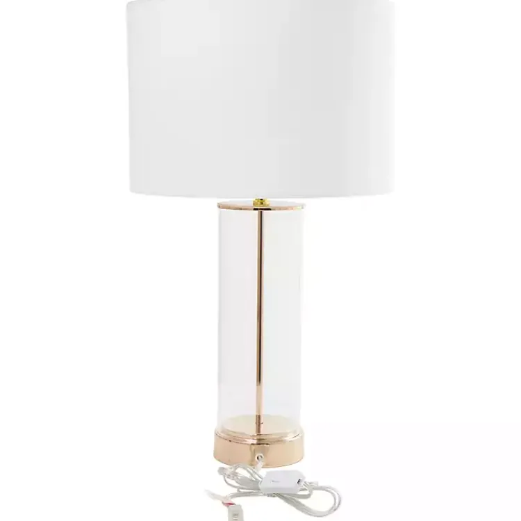 Kirklands Home Table Lamps|Clear Glass and Gold Stem Table Lamp White