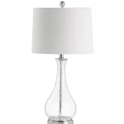 Kirklands Home Table Lamps|Clear Glass and Silver Metal Base Table Lamp White