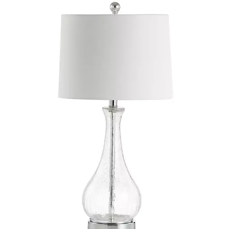 Kirklands Home Table Lamps|Clear Glass and Silver Metal Base Table Lamp White