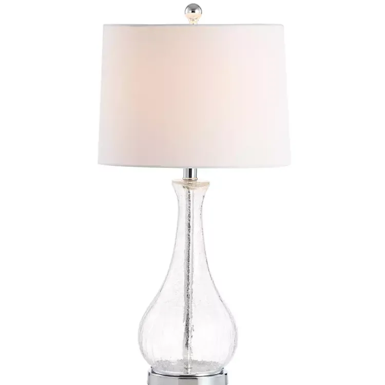 Kirklands Home Table Lamps|Clear Glass and Silver Metal Base Table Lamp White