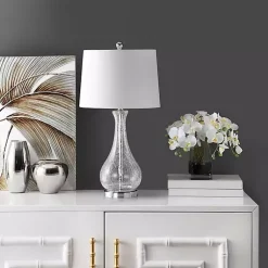 Kirklands Home Table Lamps|Clear Glass and Silver Metal Base Table Lamp White