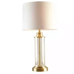 Kirklands Home Table Lamps|Clear Glass Base Gold Table Lamps, Set of 2 White