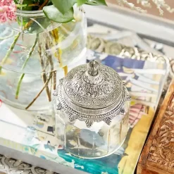 Sale Clear Glass Jars with Decorative Lids, Set of 3 Decorative Bowls & Jars