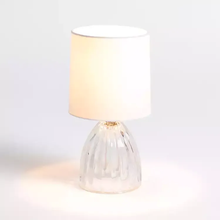 Kirklands Home Table Lamps|Clear Glass Ribbed Dome Mini Table Lamp White