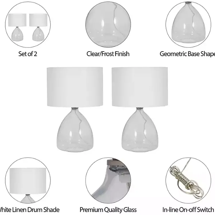 Kirklands Home Table Lamps|Clear Glass Tapered Table Lamps, Set of 2 White