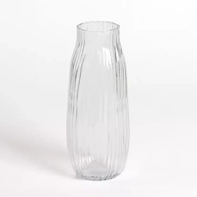 New Glass Wavy Ribbed Vase, 12 in. Vases