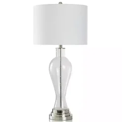 Kirklands Home Table Lamps|Clear Seeded Glass and Silver Table Lamp