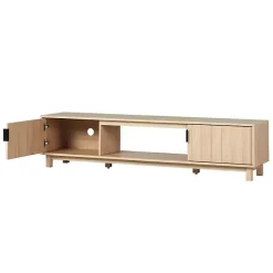 Kirklands Home Tv Stands & Media Consoles|Coastal Oak Fluted 2-Door TV Sd Tan