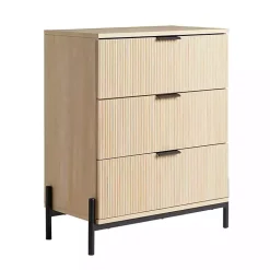 Kirklands Home Dressers & Chests|Coastal Oak Reeded 3-Drawer Dresser Tan