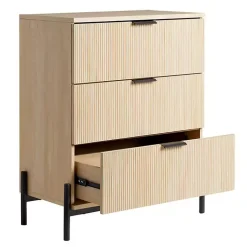 Kirklands Home Dressers & Chests|Coastal Oak Reeded 3-Drawer Dresser Tan