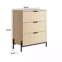 Kirklands Home Dressers & Chests|Coastal Oak Reeded 3-Drawer Dresser Tan