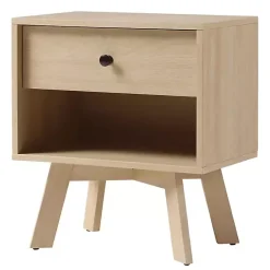 Kirklands Home Nightstands|Coastal Oak Wood Mid-century Modern Nightsd Tan