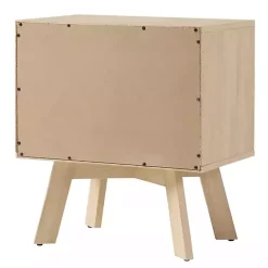 Kirklands Home Nightstands|Coastal Oak Wood Mid-century Modern Nightsd Tan