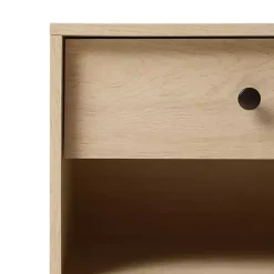 Kirklands Home Nightstands|Coastal Oak Wood Mid-century Modern Nightsd Tan